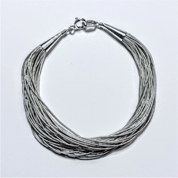 Navajo Jewelry - Navajo Sterling Silver 30 Multi-Strand Liquid Silver Bracelet